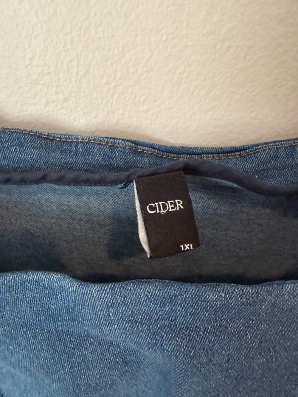 Cider Stretch Denim Scoop Tie Strap Mini Dress – Size 1XL – Blue Y2K - Picture 2 of 8